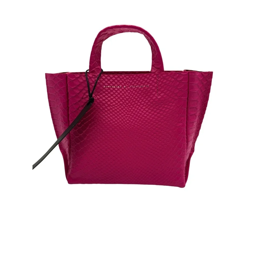 Ampersand As Apostrophe Neon Pink Python Micro Tote Leather NWT‎